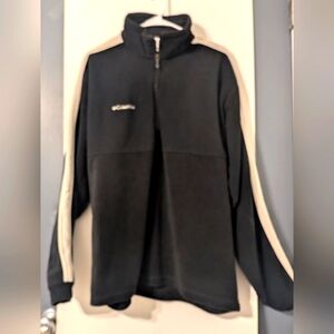Columbia 1/4 Zip Black and Cream Fleece Ribbed Pullover‎ Men's Size Large